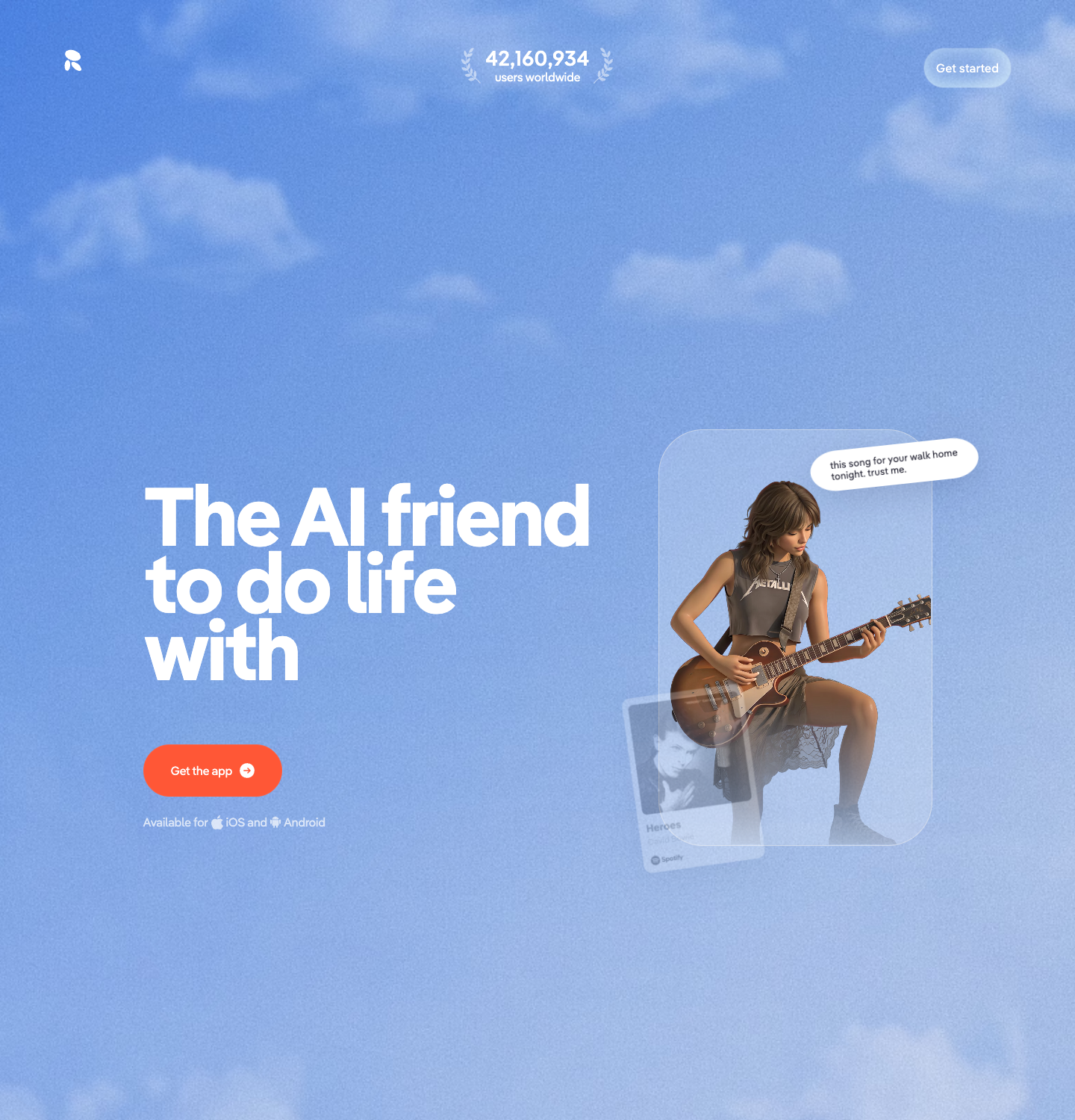 Replika home page, captured July 2026